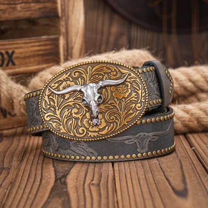 Bull Decoration Western Waist Belt