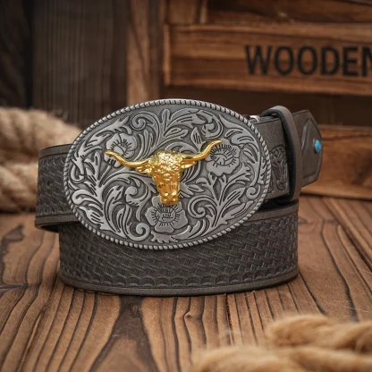Bull Head Western Cowboy Belt - Image 2