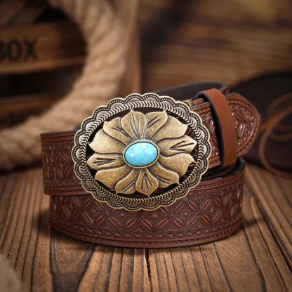 Oval Buckle Cowboy Belt - Image 3