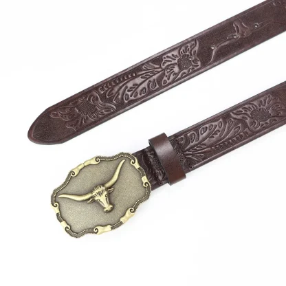 Retro Style Bull Head Western Belt - Image 5