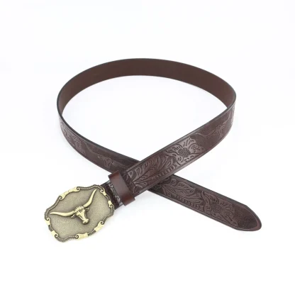 Retro Style Bull Head Western Belt - Image 3