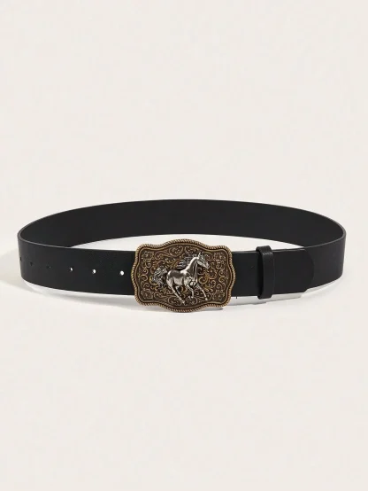 Golden Rustic Horse Western Belt - Image 4
