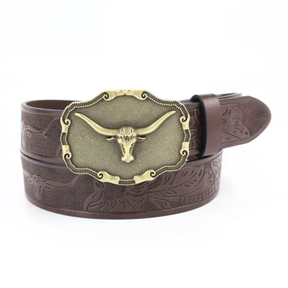 Retro Style Bull Head Western Belt - Image 2