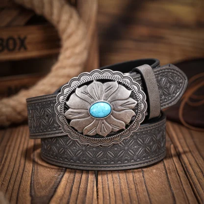 Oval Buckle Cowboy Belt - Image 4