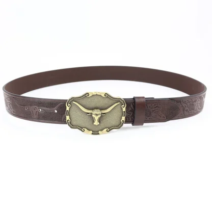 Retro Style Bull Head Western Belt