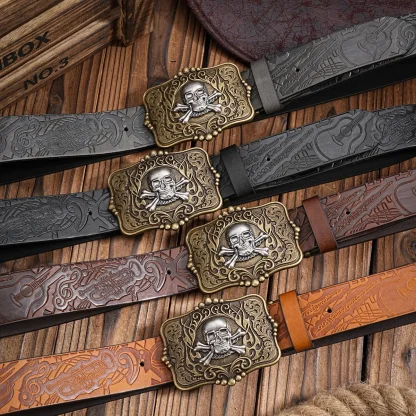 Skull Head Buckle Western Belt - Image 2