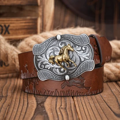 Horse Engraved Western Belt - Image 5