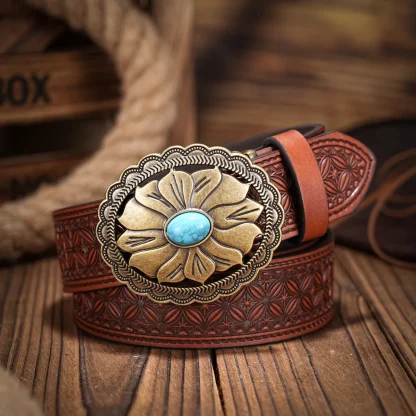 Oval Buckle Cowboy Belt - Image 5