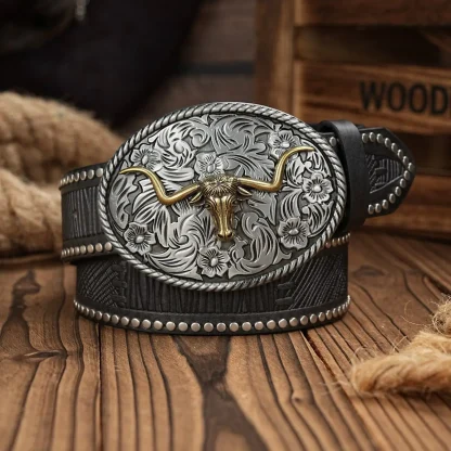 Bull Head Buckle Western Belt