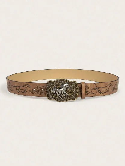 Golden Rustic Horse Western Belt - Image 5