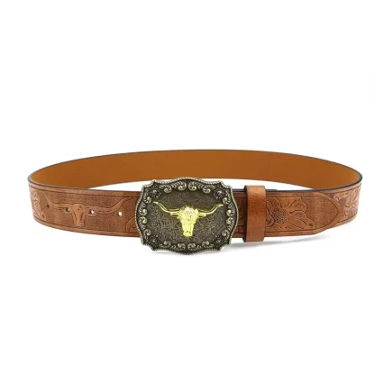 Classic Bull Head Western Belt - Image 2