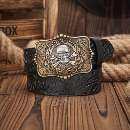 Skull Head Buckle Western Belt - Image 3
