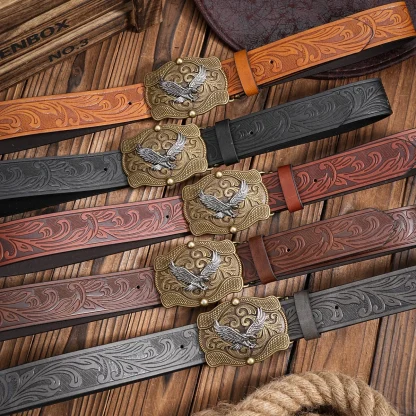 Vintage-Like Eagle Western Belt - Image 5