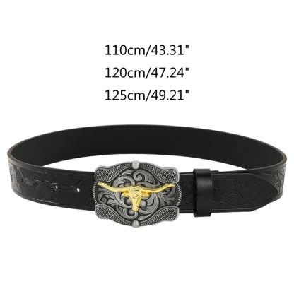 Western Belt with Long Horn Bull - Image 5