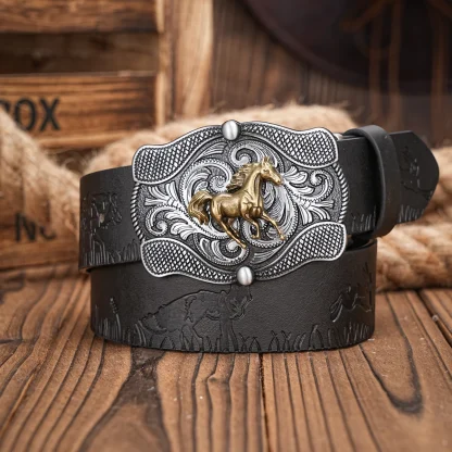 Horse Engraved Western Belt - Image 3