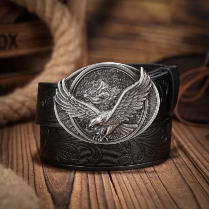 Eagle Pride Buckle Cowboy Belt - Image 2