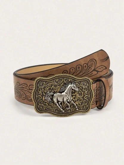 Golden Rustic Horse Western Belt