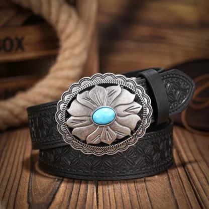 Oval Buckle Cowboy Belt - Image 2