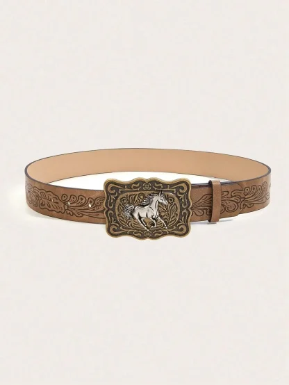 Golden Rustic Horse Western Belt - Image 6