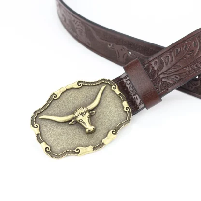 Retro Style Bull Head Western Belt - Image 4