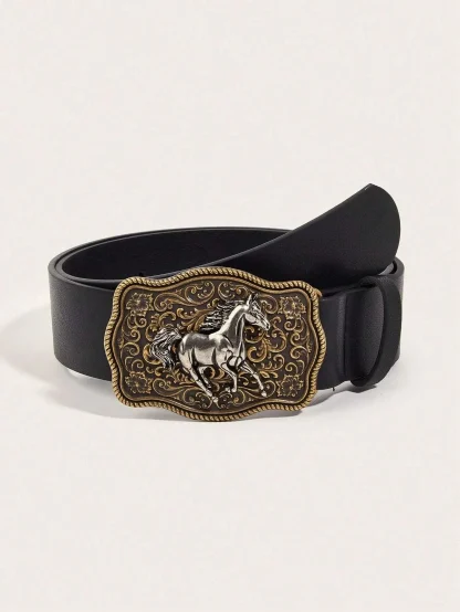 Golden Rustic Horse Western Belt - Image 2