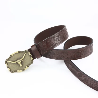 Retro Style Bull Head Western Belt - Image 6
