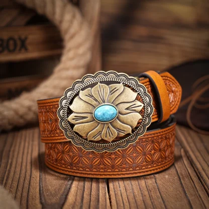 Oval Buckle Cowboy Belt