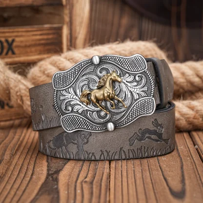 Horse Engraved Western Belt - Image 6