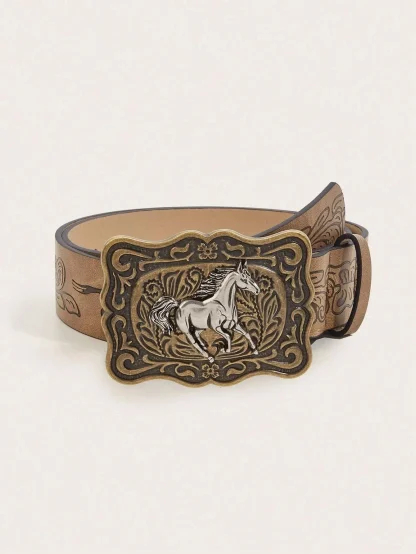Golden Rustic Horse Western Belt - Image 3