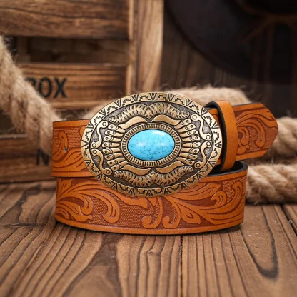 Floral Engraved Cowboy Belt