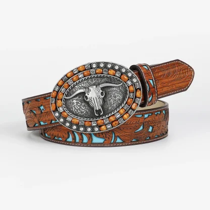 Embroidered Blossom Western Belt