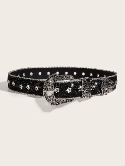 Retro Star Pattern Cowboy Belt - Image 2