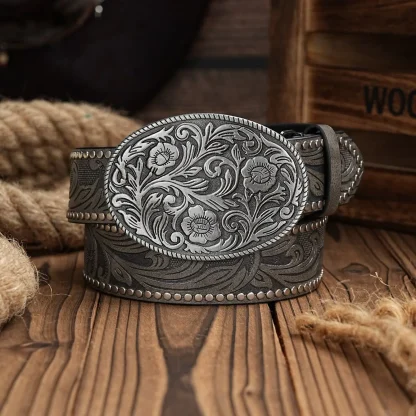 Decorative Floral Cowboy Belt - Image 2