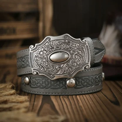 Floral Carved Cowboy Belt - Image 2