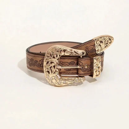 Floral Embossed Cowboy Belt - Image 4
