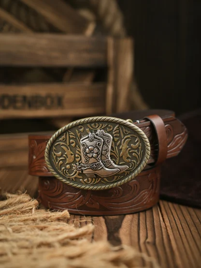 Floral Bullhorn Cowboy Belt - Image 3
