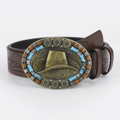 Embossed Cow Head Western Belt - Image 4