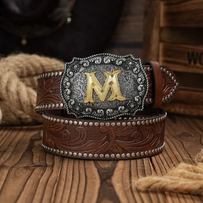 Letter Buckle Western Belt