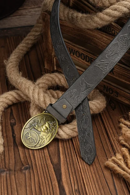 Deer Buckle Cowboy Belt - Image 7