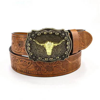 Bull Pattern Western Belt