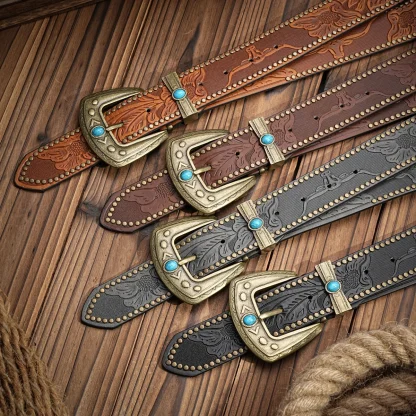 Intricate Floral Style Cowboy Belt - Image 6