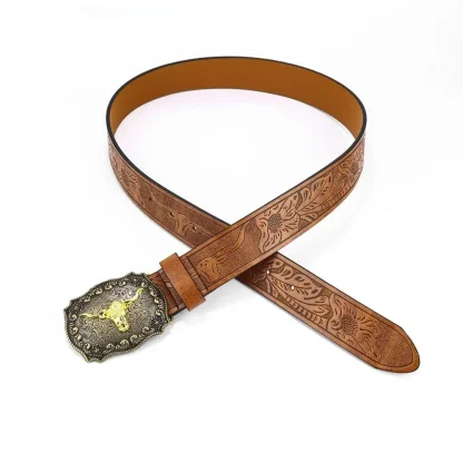 Bull Pattern Western Belt - Image 4