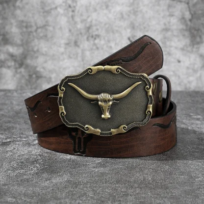 Embossed Cow Head Western Belt