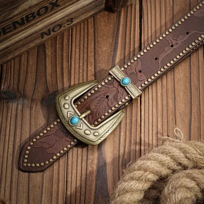 Intricate Floral Style Cowboy Belt - Image 4