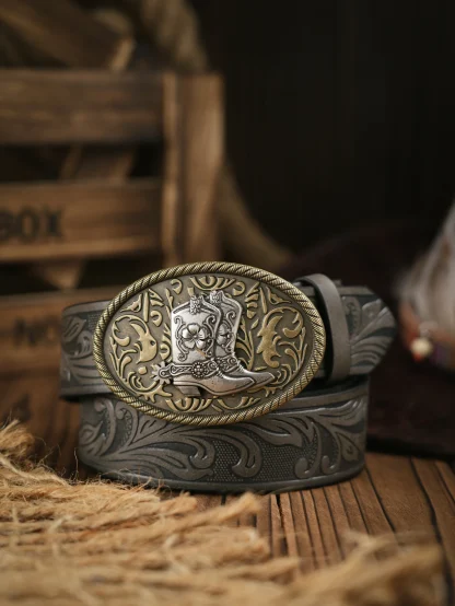 Floral Bullhorn Cowboy Belt - Image 4