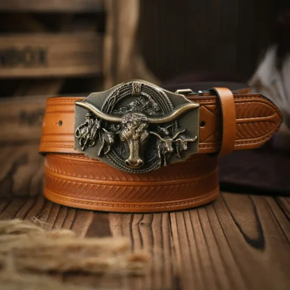 Stylish Bull Design Cowboy Belt