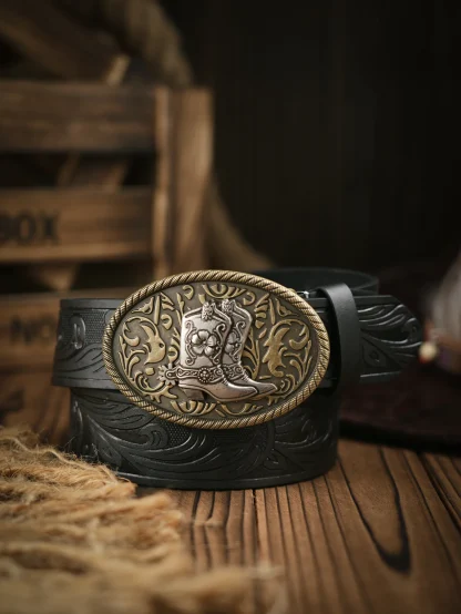 Floral Bullhorn Cowboy Belt - Image 5