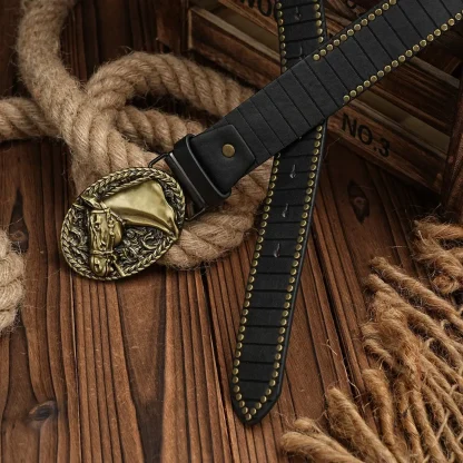 Horse Head Buckle Cowboy Belt - Image 7