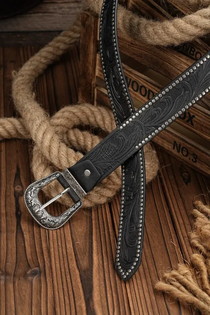 Floral-Engraved Cowboy Belt - Image 5