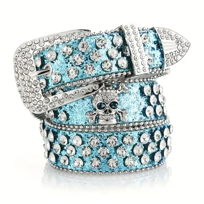 Glamorous Skull Rivet Cowboy Belt - Image 3